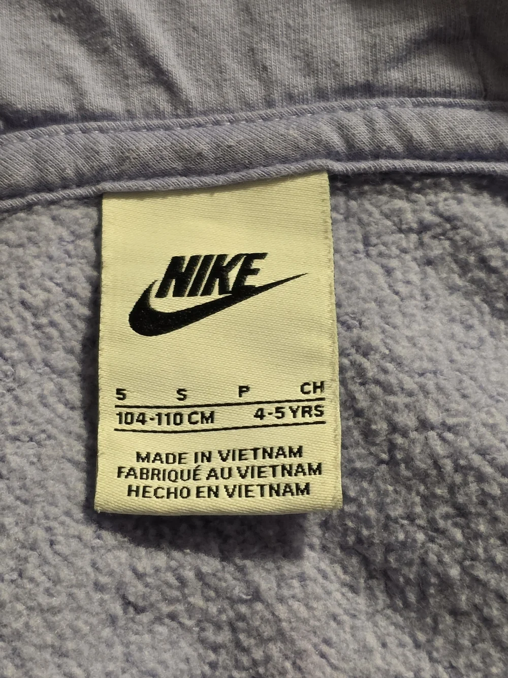 Nike Girls Toddler Full Zip Fleece Hoodie Lavender Purple Size 5 (4-5T)
